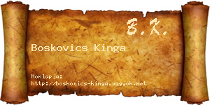 Boskovics Kinga névjegykártya